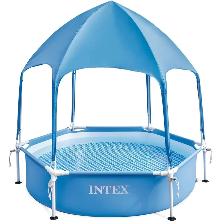 Intex 28209NP Metallrahmen-Pool mit Überdachung, Laminiertes Vinyl blau, Ø 183x165 cm – Bild 3