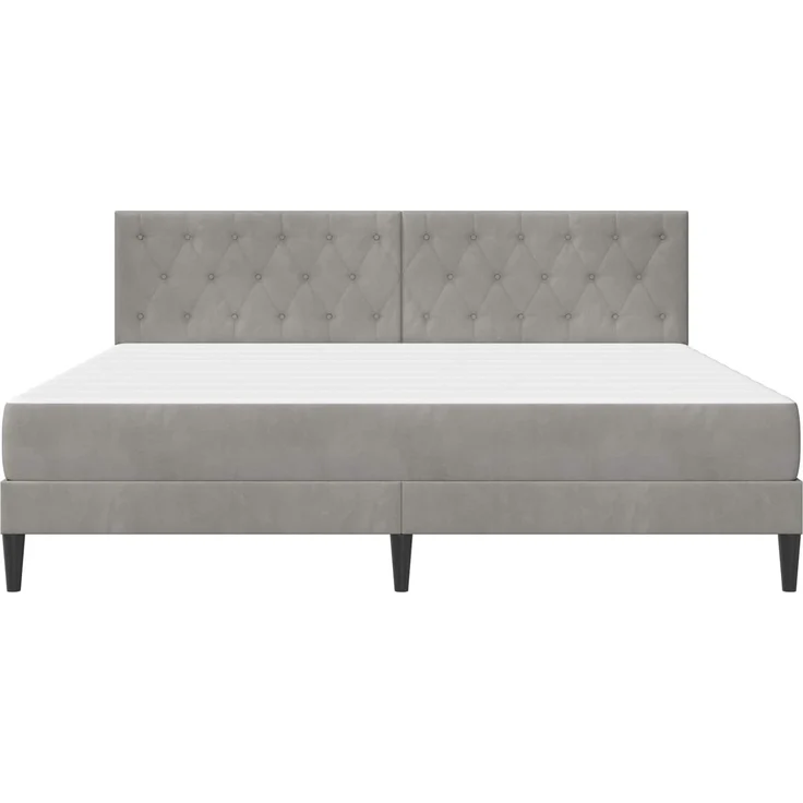 vidaXL Bettgestell mit Matratze Hellgrau 200x200 cm Samt 3415072 – Bild 6