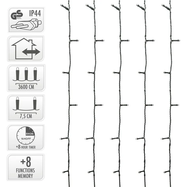 ECD Germany LED-Lichterkette Weihnachtsbeleuchtung Weihnachtslichterkette Christbaumbeleuchtung, Cluster Lichterkette 480 LEDs 36m für Innen & Außen IP44 Kaltweiß – Bild 3