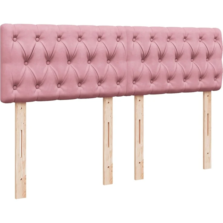 vidaXL Boxspringbett mit Matratze Rosa 140x190 cm Samt 3287745 – Bild 5