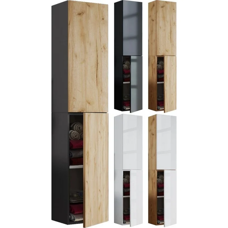 VCM Badmöbel Hochschrank Lendas 915174 Weiß H. 150 x B. 33 x T. 22 cm
