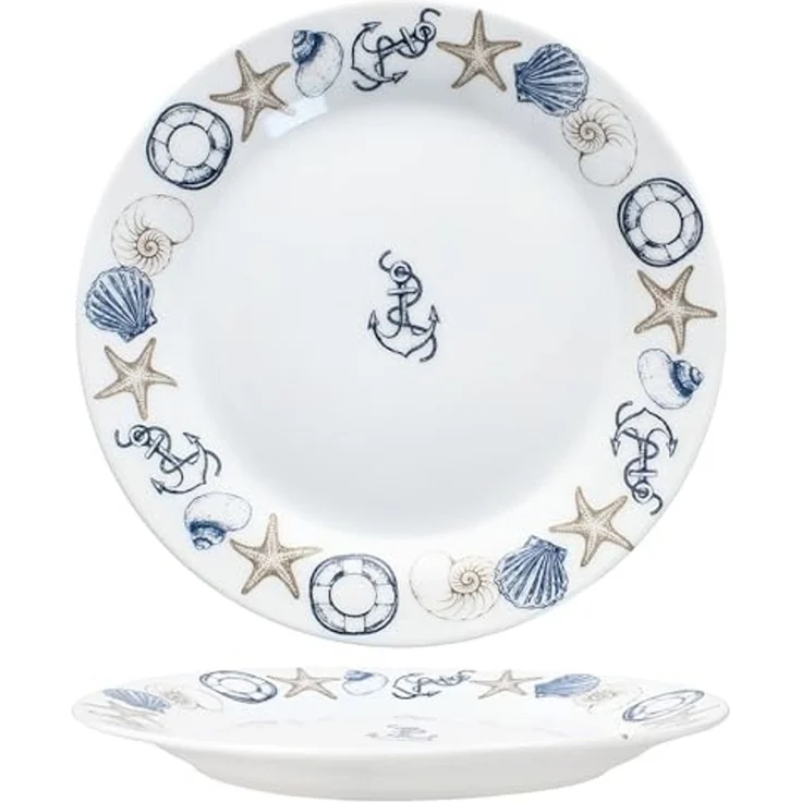MamboCat Frühstücksteller Neptun 6er Set Kuchenteller Porzellan Dessert-Teller maritim Anker – Bild 4