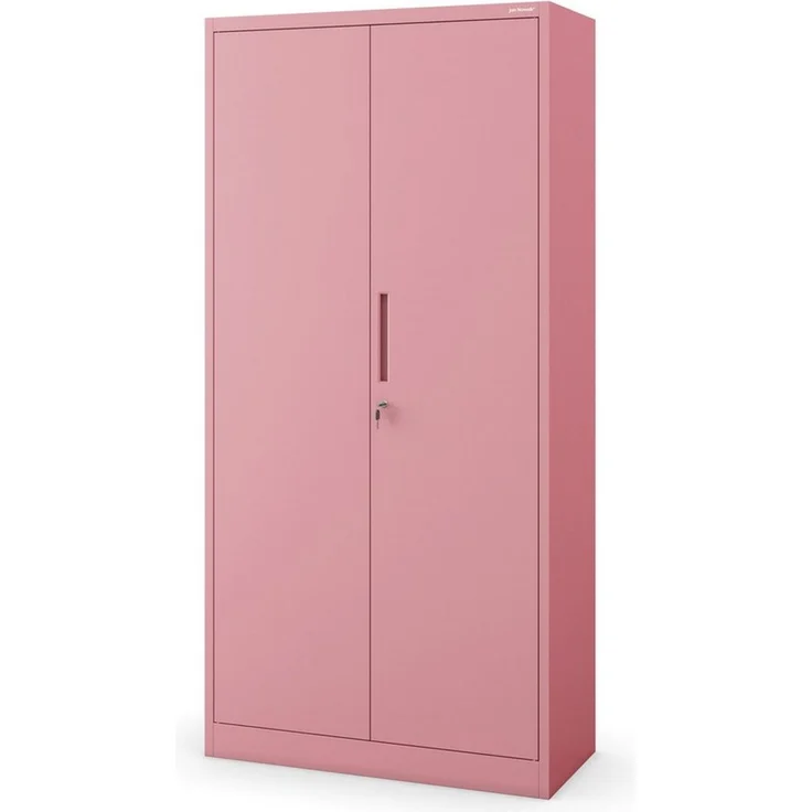 Domator Metallschrank 185 x 90 x 45 cm | Aktenschrank Abschließbar mit Kleiderstange, Pulverbeschichtung | Aufbewahrungsschrank Umkleideschrank Spind Kleiderstange | Rosa – Bild 1