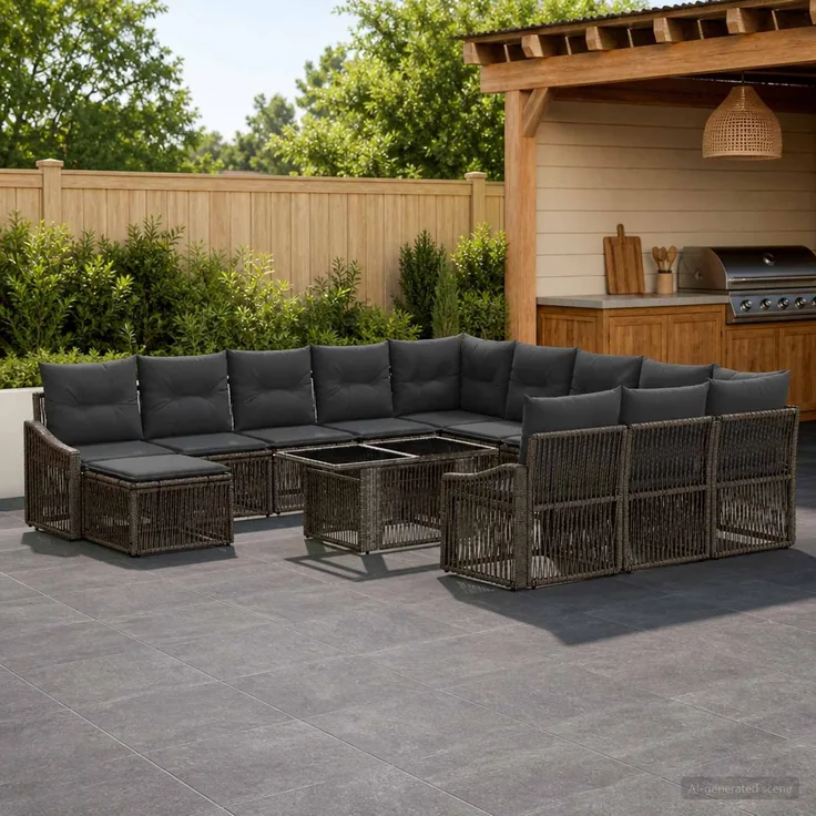 vidaXL Gartensofa-set 13 stk. Grau und Dunkelgrau 100 x 55 x 73 cm 3437348