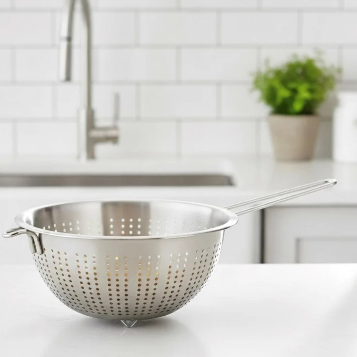 HAC24 Küchensieb Sieb Edelstahl Abtropfsieb Seiher Nudelsieb Salatsieb Metallsieb, Edelstahl, (1-St), Ø 24 cm, mit Griff – Bild 2