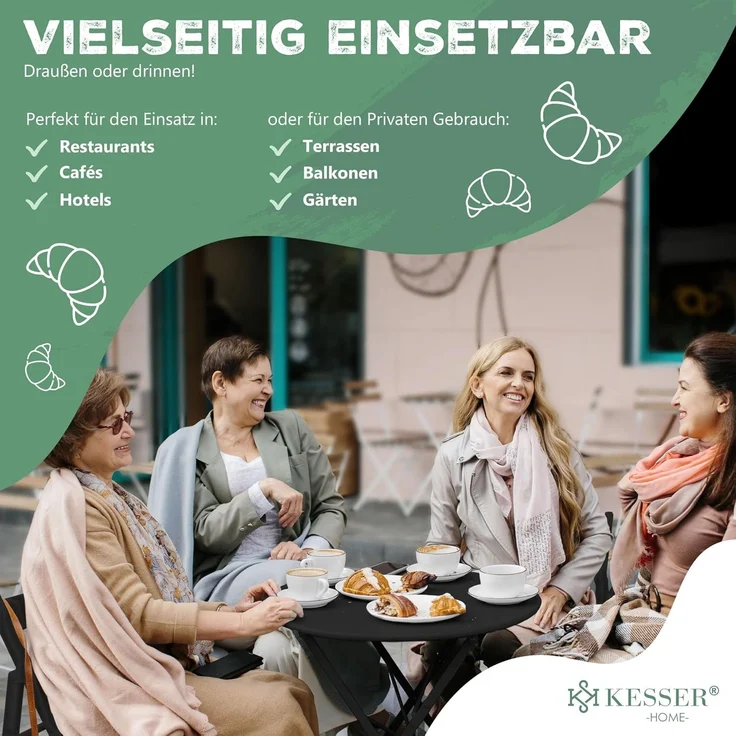 KESSER® Bistroset, 3-tlg, 2 klappbare Stühle, Gartentisch, inkl. Abdeckung, Metall Schwarz – Bild 6