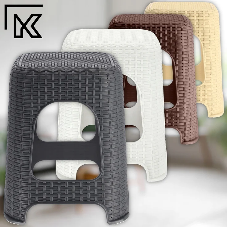 KADAX Hocker Küchenhocker Rattan Anthrazit 2 Stk – Bild 9