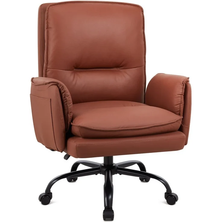 IWMH Chefsessel Ergonimischer Bürostuhl mit Armlehnen (Höhenverstellbarer Einzelsofa mit Rollen), Schreibtischstuhl für Büro Wohnzimmer Schlafzimmer Gaming – Bild 1