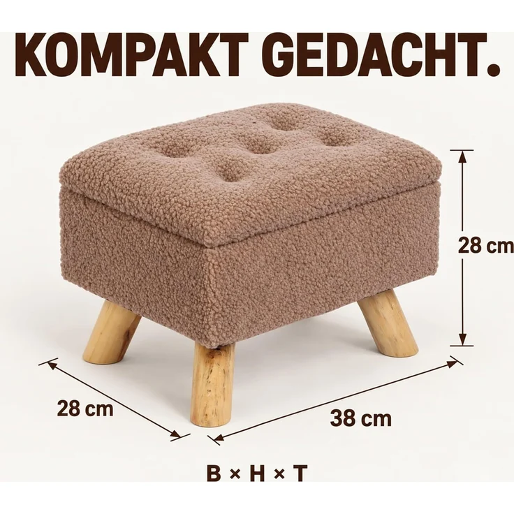 Relaxdays Hocker mit Stauraum Teddystoff – Bild 3