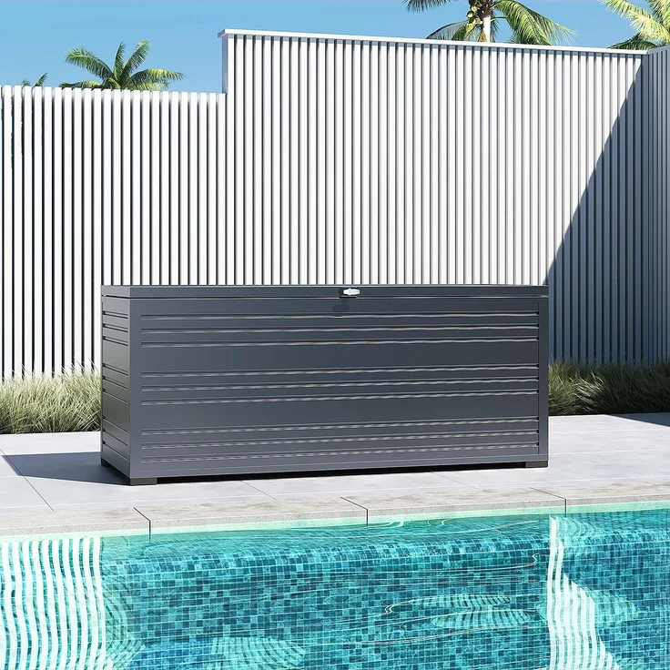 Weide Gartenbox | 100% Aluminium | Aufbewahrungsbox 1015 L | Outdoor Box mit Deckel | 180 x 74 x 79 cm – Bild 8