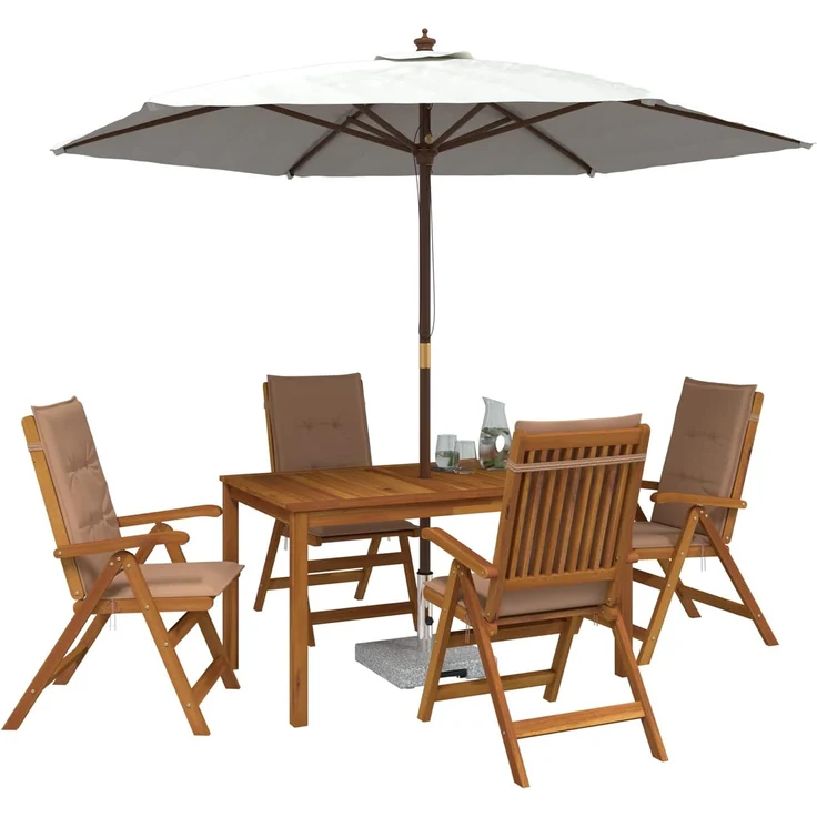 vidaXL 5-teiliges Garten-Esszimmer-Set 4-Sitzer Taupe 3434557 – Bild 3