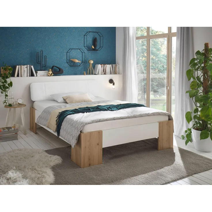 Bett >Lino< in Artisan Eiche / Weiß - 145x81x214cm (BxHxT)