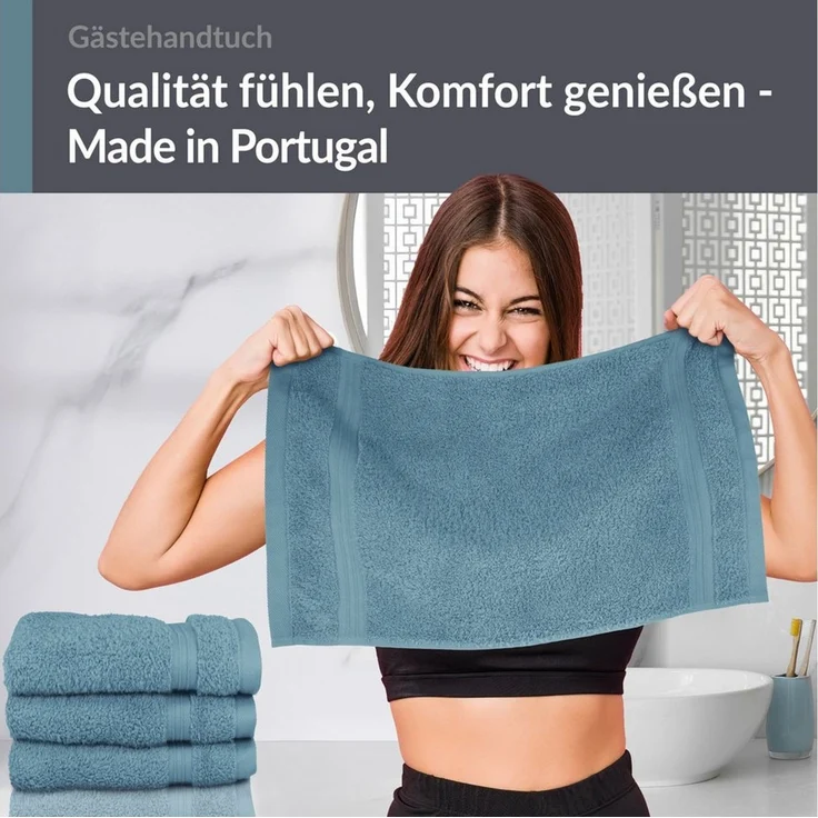 Lashuma Gästehandtücher - Kleine Handtücher Linz, Frottee (Spar-Set, 4-St), Blaue Handtücher klein 30x50 cm – Bild 3