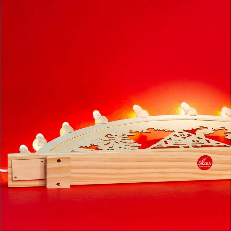 SIKORA Schwibbogen LB57-10 XL Lichterbogen Motiv Waldhaus mit 10 Kerzen B:71cm, Innen Deko mit LED Beleuchtung und klassischem Weihnachtsmotiv – Bild 3