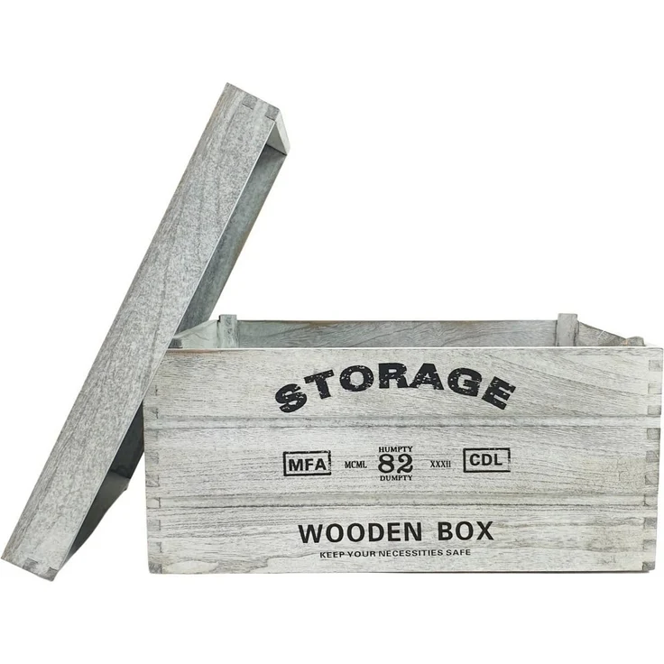 sesua Holzkiste Deko Holzkiste Storage aus Holz weiß grau – Bild 1