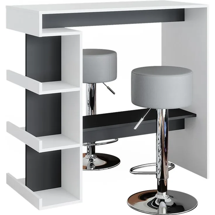 Bartisch-Set Dana Weiß 108 x 50 cm mit 2 Barhockern Vicco