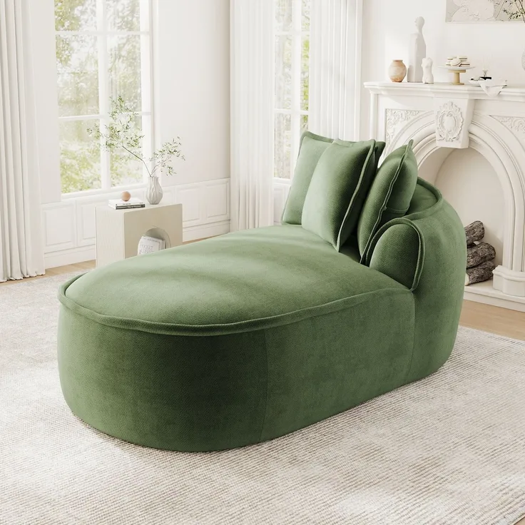 ZUBALIYA SchlafSofa mit Chenille - Bezug, mit breiten Armlehnen, mit Schaumstoffpolsterung, aus Chenille, für Wohnzimmer und Apartments
