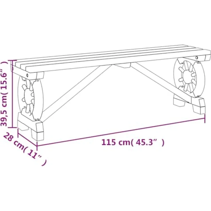 vidaXL Gartenbank 115 cm Massivholz Tanne 365111 – Bild 4