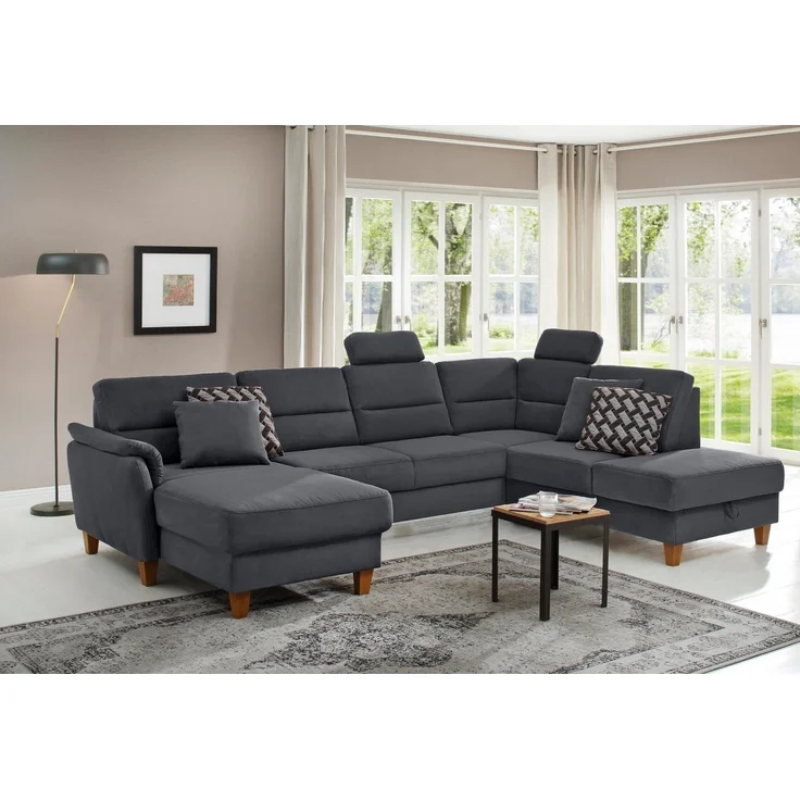 Home affaire Wohnlandschaft Palmera U-Form, Federkern, wahlweise mit Bettfunktion und mit/ohne Stauraum – Bild 2