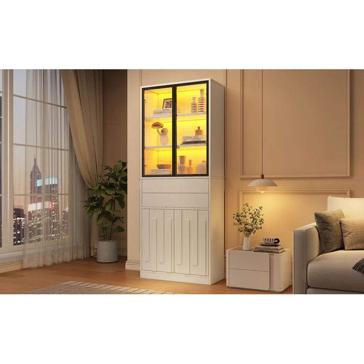 ZUBALIYA Schrank 70x34 cm mit LED-Beleuchtung mit Schubladen in Weiß, ideale Lösung für kleine Räume, robuste Verarbeitung, langlebige Materialien, einfache Selbstmontage – Bild 19