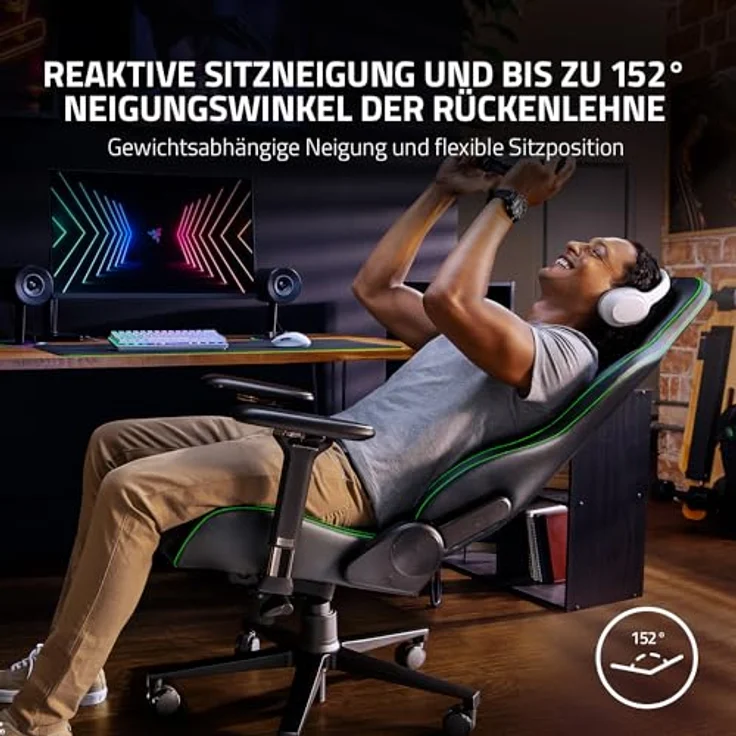 Razer 'Enki' Bürotuhl mit Stahlrahmen, Kunstleder/Stahl schwarz, (131-141) x 68x67 cm – Bild 10