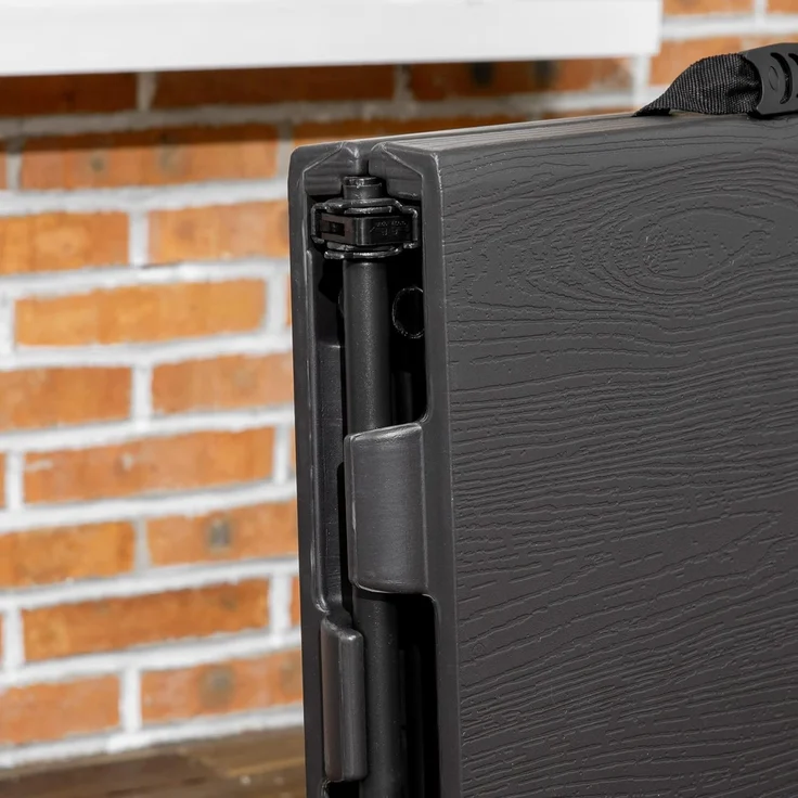 Outsunny Gartentisch Campingtisch Buffettisch mit Stahlgestell (Terrassentisch für 4 Personen, 1-St, Höhenverstellbarer Klapptisch), HDPE 118 x 60 x 74 cm, Dunkelgrau – Bild 8