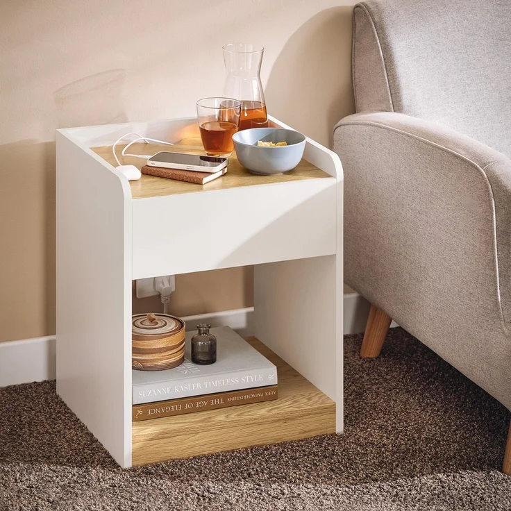 SoBuy FBT128-WN Nachttisch, MDF, Lackiert, Weiß, 42 x 55 x 40 cm – Bild 2