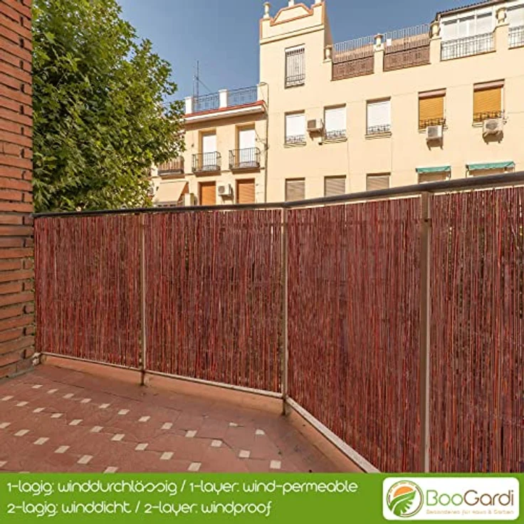 BOOGARDI Weidenmatte - 20 Größen - Weidenzaun 80 cm hoch x 300 cm lang - Sichtschutzmatte Balkonverkleidung Gartenzaun Sichtschutz Zaun Garten Balkon Sichtschutzzaun Holz Weide – Bild 10