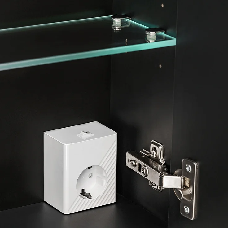 Doppel-Spiegelschrank, 180cm, LED-Beleuchtung, matt schwarz, PUEBLA-56-BLACK – Bild 2