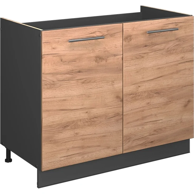 Spülenunterschrank Fame-Line Goldkraft Eiche/Anthrazit 100 cm, AP Eiche Vicco – Bild 1