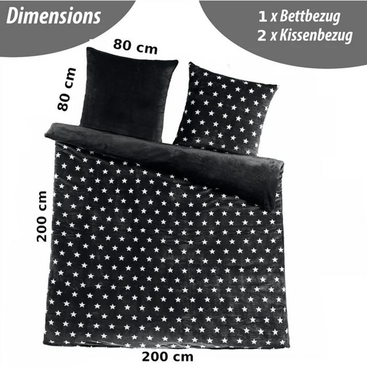 Malika Wendebettwäsche 200x200 + 2x 80x80 cm Cashmere Touch Sterne Bettwäsche, atmungsaktiv, Mikrofaser, 3 teilig, Für Allergiker geeignet, pflegeleicht, angenehm weicher Stoff – Bild 4