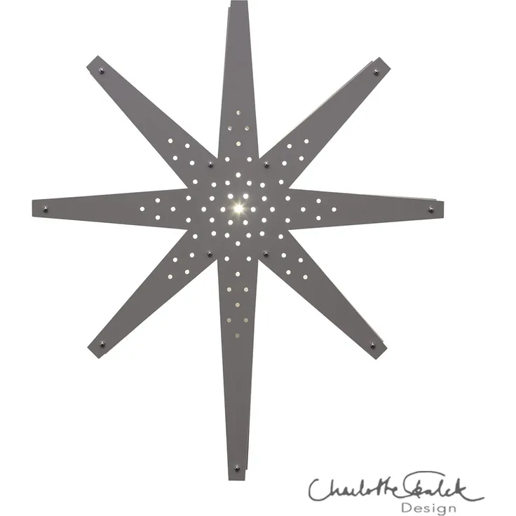 Holzstern Hängeleuchte ,Tall', groß, 70cm, grau-beige
