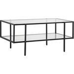 HOMCOM Glas-Couchtisch, Transparent mit Regal, gehärtetes Glas, 100x55x45.5 cm, modern, schwarz