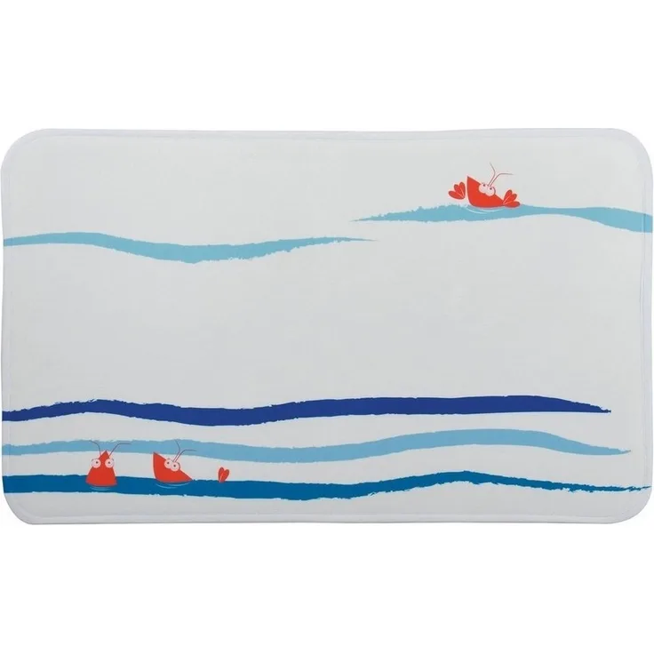 MSV® Badteppich Badvorleger Duschvorleger "Deep Ocean" 142335 Mikrofaser Anti-Rutsch Badematte 75x45 cm - weiß blau