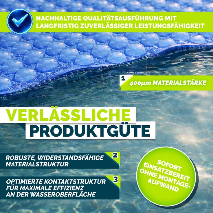 tillvex® Premium Pool Solarabdeckplane 400 µm Rechteckig 549x274 cm | Solarfolie Wärmeplane zuschneidbar | Solarplane Solarabdeckung | Poolheizung Poolsolarplane für Wassererwärmung – Bild 4