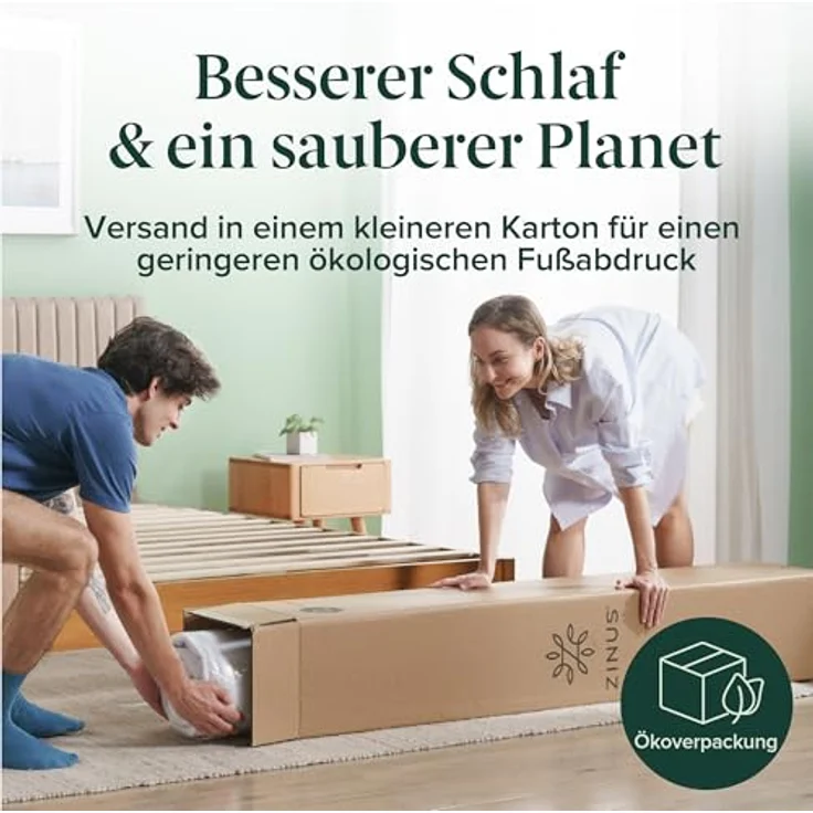 Zinus kühlende Gel Matratze 140 x 200 cm -15cm hoch - 4 Zonen Kaltschaummatratze-Härtegrad H3 - Rollmatratze - Memory-Schaum für ergonomischen Schlaf - Oeko-TEX Zertifiziert – Bild 5