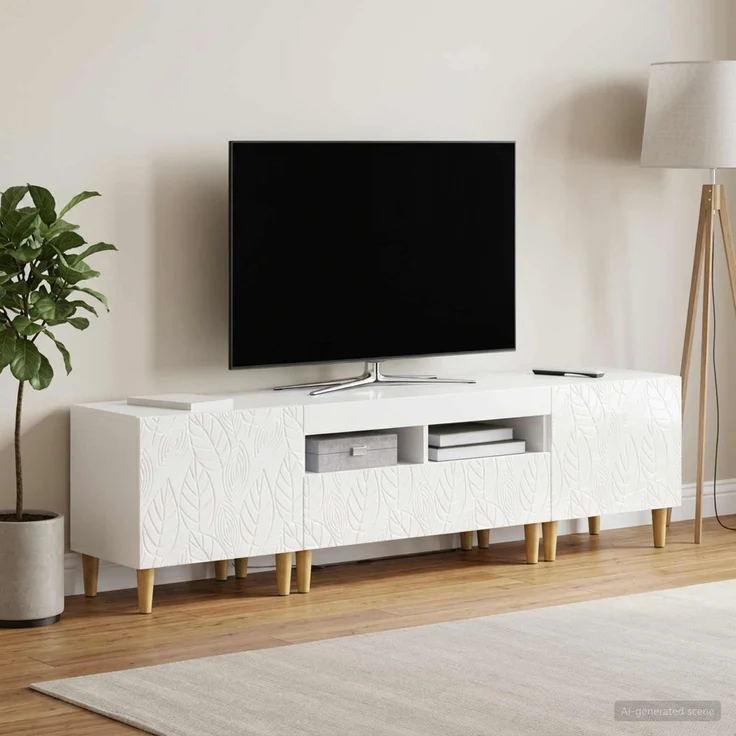 vidaXL 3-teiliges LED TV Regal DELFT Hochglanz Weiß Holzwerkstoff 3416763 – Bild 3