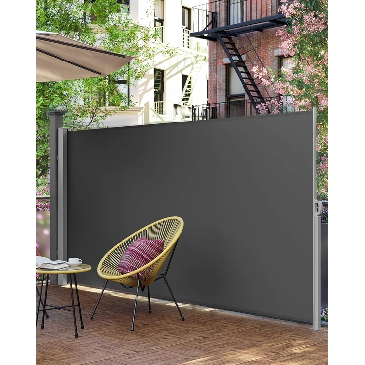 SONGMICS Seitenmarkise mit Stahl-Kasten, rostbeständig, ausziehbar, Anthrazit, 160x300 cm – Bild 3