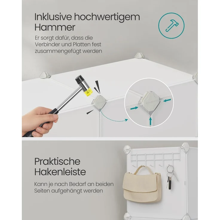 SONGMICS Schuhregal, Schuhschrank mit 12 Fächern, für Garderobe und Eingangsbereich, für bis zu 48 Paar Schuhe, anpassbar, wolkenweiß LPC040W02 – Bild 6