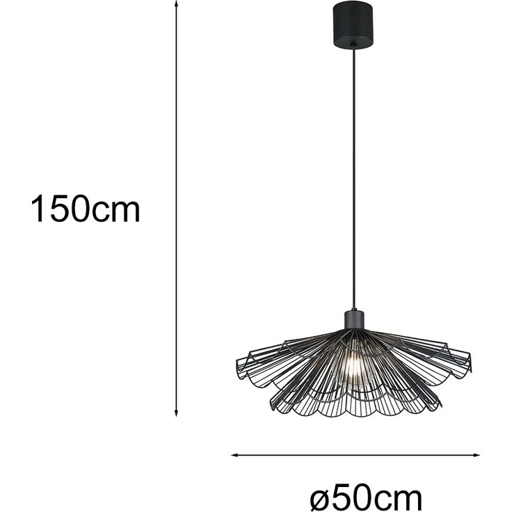 Pendelleuchte MARGARITA mit doppelt gefächertem Metall Gitterschirm Ø 50cm – Bild 4