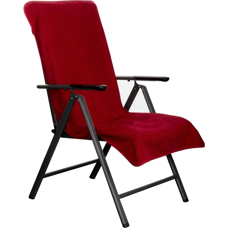 BRANDSSELLER Frottee-Schonbezug für Gartenstuhl und Gartenliege sowie als Strandliegenauflage - aus 100% Baumwolle - ca. 65x130 cm - Rot – Bild 3