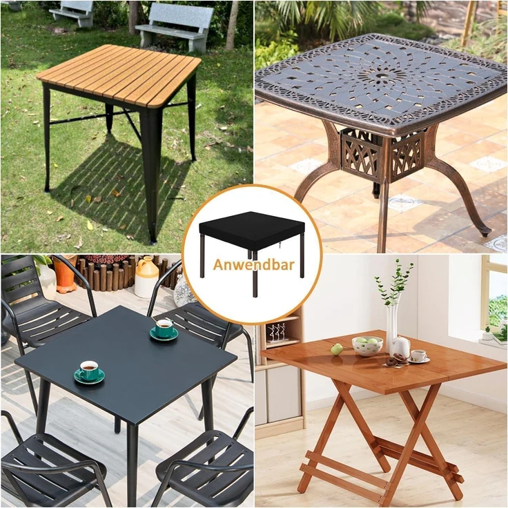 Dokon Tischplatte Abdeckung 90x90x10cm Gartenmöbel Winterfest UV Beständig – Bild 7