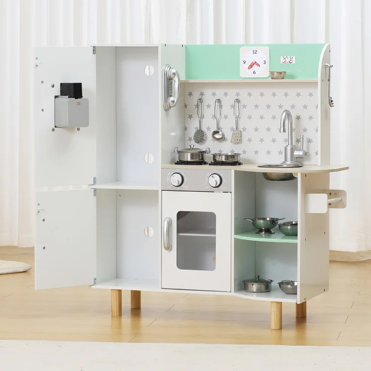 Baby Vivo Kinderküche Spielküche aus Holz - Gustavo in Weiß – Bild 3