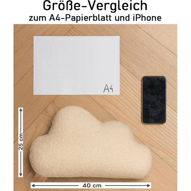 BABEES Dekokissen DEKOKISSEN Boucle Kuschelkissen Herz Wolke GROß 40x25, XXL 60x35 cm, Wolkenkissen Deko Kissen Geschenk Baby Kinderzimmer Babyshower – Bild 4