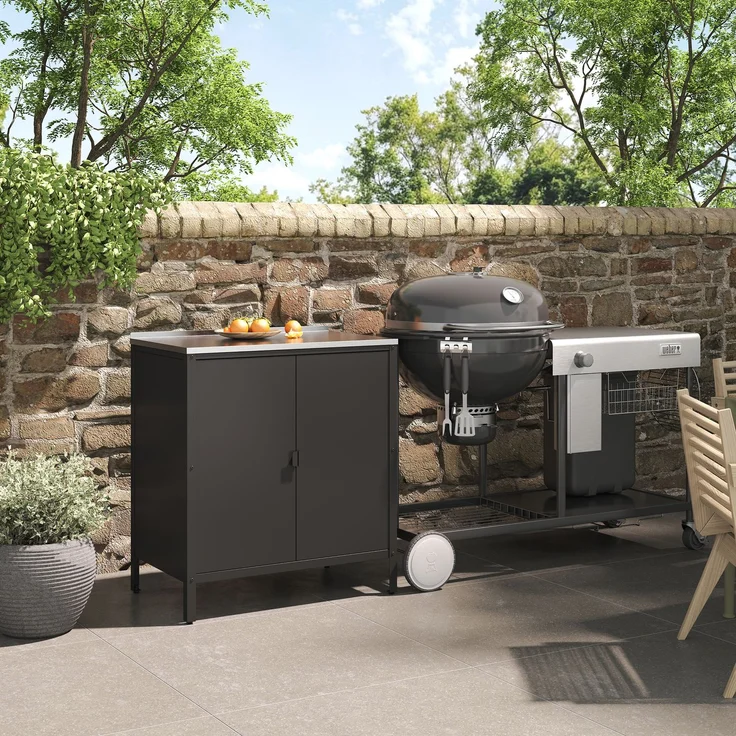 Outdoor Schrank Bolognano 92x80x50 cm Schwarz, matt [casa. pro] – Bild 3