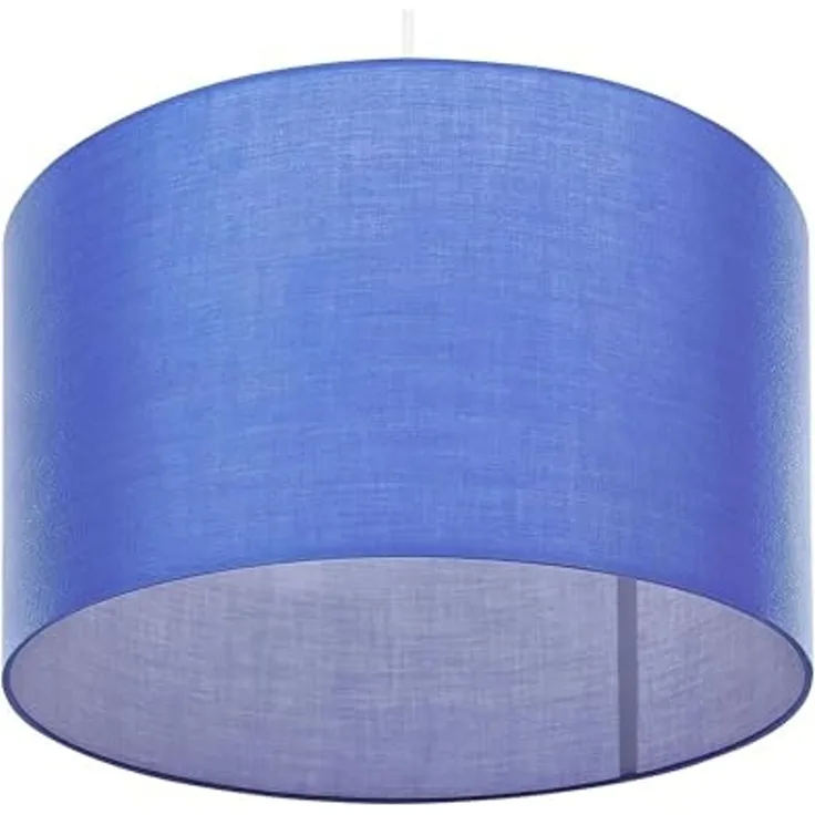 'Dulce' Hängeleuchte Blau runder Stoffschirm 48 cm Durchmesser Trommelform Retro Stil