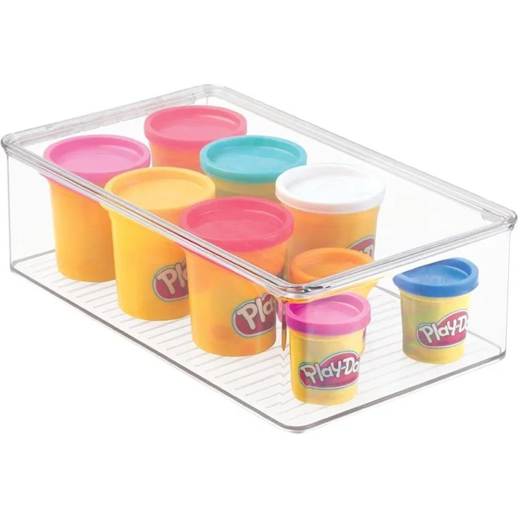 mDesign Aufbewahrung Organizer Kiste Box 4er-Set Stapelbar Deckel Transparent – Bild 8