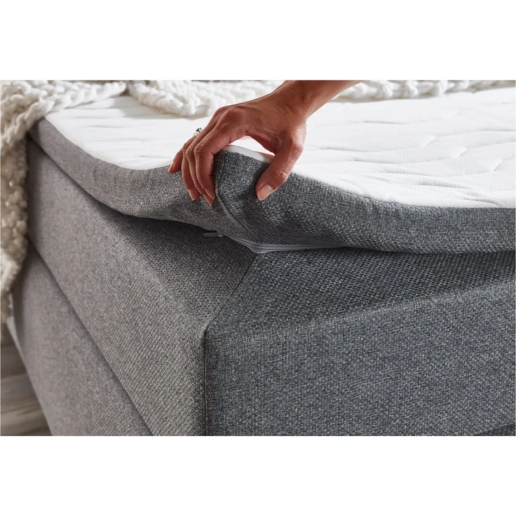 Boxspringbett Kansas / Kenora BX236, Mikrofaser, Grau, 140 x 110 x 213 cm – Bild 3