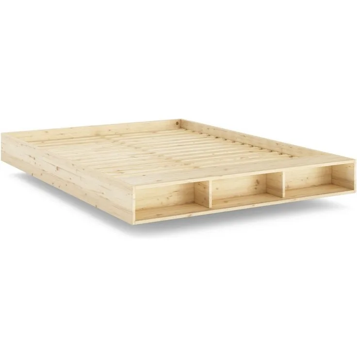 Karup Design Stauraumbett Merge Bed Bettgestell m. integrierter Bank m. Stauraum, mehrere Größen, inkl. Lattenrost, excl. Matratze, FSC®-zertifiziertes Massivholz