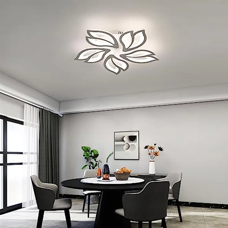 Comely LED Deckenleuchte Dimmbar, 45W Dimmbar Deckenlampe mit Fernbedienung Farbwechsel, 3000-6500K Kreative Blütenblatt Design LED Lampen Deckenleuchte für Küche Schlafzimmer Balkon Esszimmer, Weiß – Bild 6